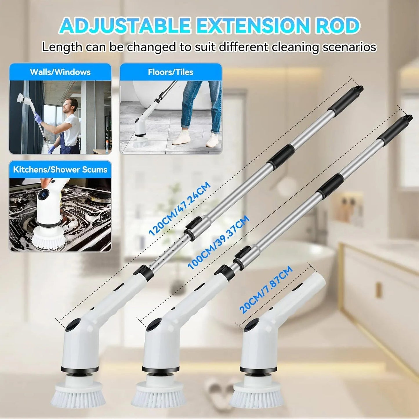 9 in 1 Electric Cleaning Brush LCD Digital Display Multi-Purpose