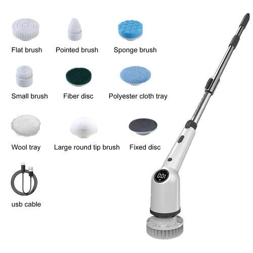 9 in 1 Electric Cleaning Brush LCD Digital Display Multi-Purpose