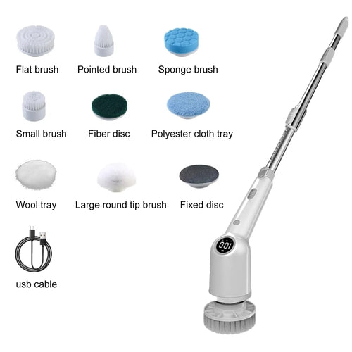 9 in 1 Electric Cleaning Brush LCD Digital Display Multi-Purpose