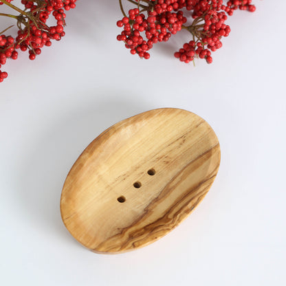 Handmade Olive Wood Soap Dish, Oval